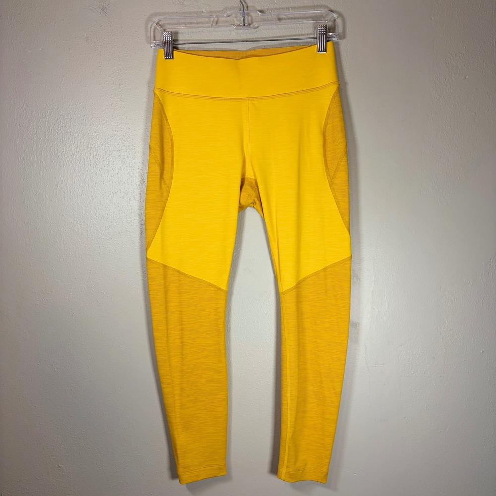 Outdoor Voices‎ Yellow Colorblock High Rise Leggings Textured Size M RN147908